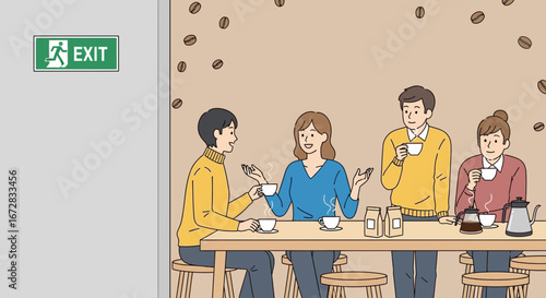 Friends Sharing Coffee And Conversation In A Cozy Cafe Environment Together