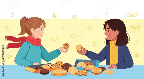Friends Sharing Cookies And Delighting In A Sweet Culinary Experience Together