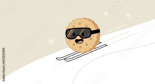 Happy Cookie Embarks On A Snowy Adventure With Joy And Skiing Delight
