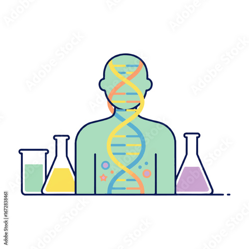 Innovative genetic research concept exploring human DNA with scientific precision and modern design elements