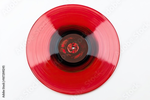 Red vinyl record, top view