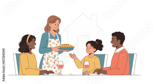 Heartwarming Family Moment: A Shared Meal of Joy and Connection, Celebrating Togetherness