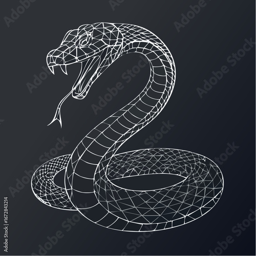 Vector Illustration of Coiled Snake in Attack Mode 1