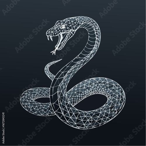 Vector Illustration of Coiled Snake in Attack Mode 3
