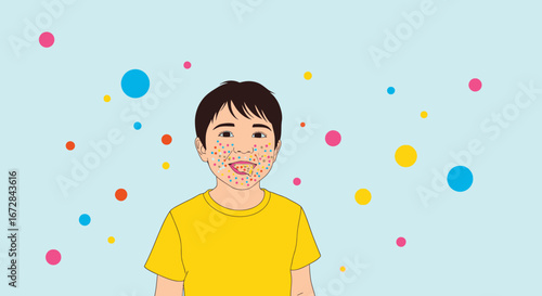 Joyful Child Celebrates With Colorful, Decorative Elements And Vibrant Sprinkles