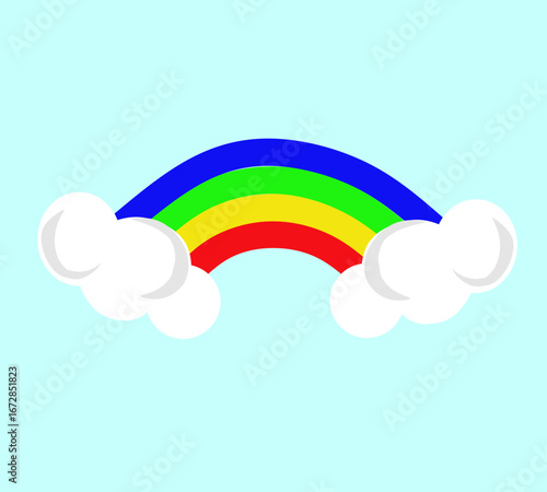 vector illustration of abstract image of rainbow and clouds