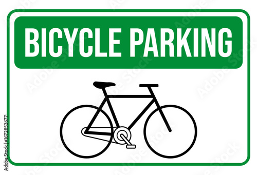Bicycle Parking Sign – Green and White Vector Illustration