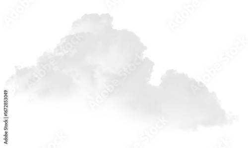 A fluffy, isolated cloud formation against a bright white background.