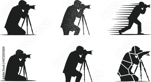 Photographer silhouette with camera on tripod, professional photography, capturing moments, photo shoot, camera gear, creative photographer, photo session, artistic photography.