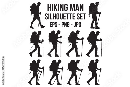 Hiking Silhouettes – Vector Bundle of Hikers, Backpackers, and Trekkers