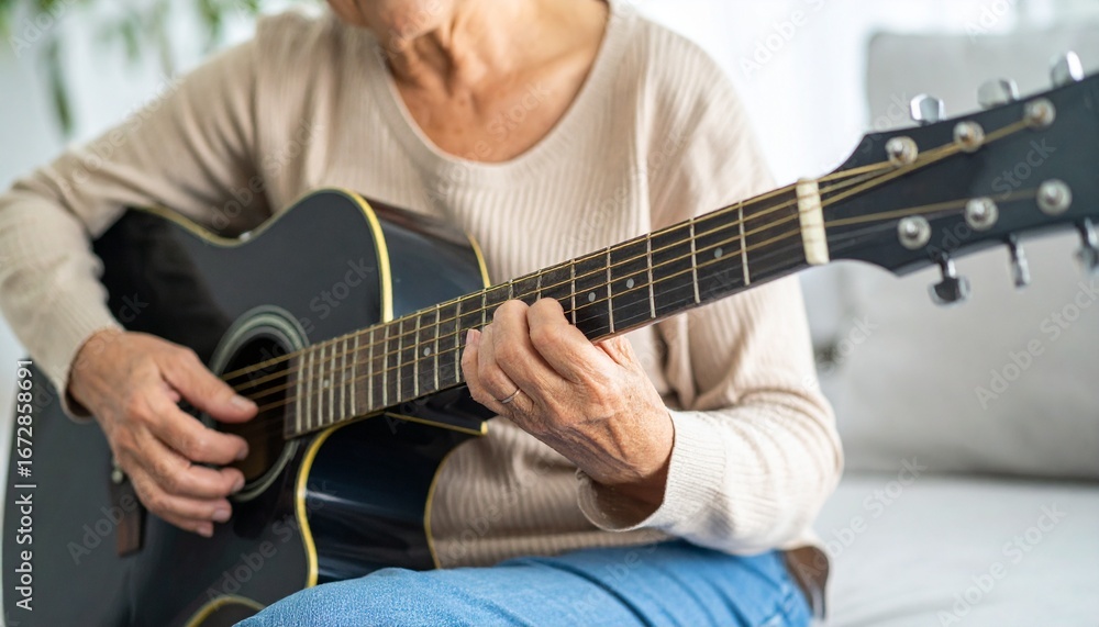 Fototapeta premium A scene where he plays the guitar while immersed in his emotions