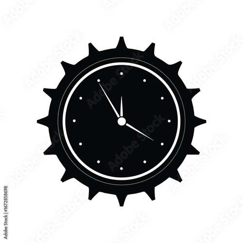Black and white clock gear design time management concept illustration