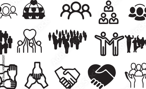 people, icon, group, community, teamwork, partnership, connection, unity, diversity, business, social, human, symbol, graphic, design, illustration, silhouette, handshake, heart, hands, together, coop