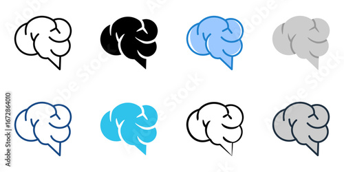 Brain icon set multiple style collection 
