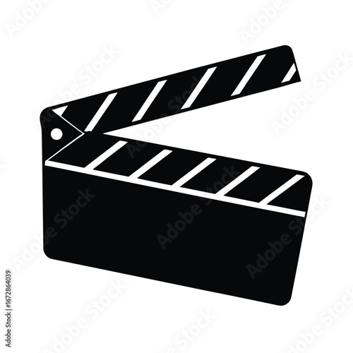 Filmmaking Clapperboard Icon: Simple Black and White Graphic Design