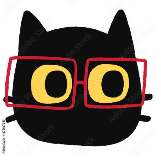 Cute Black Cat in Glasses
