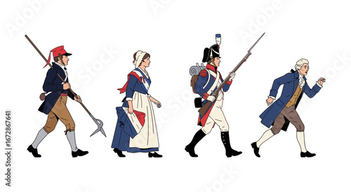 French Revolution People with Cartoon, and White.