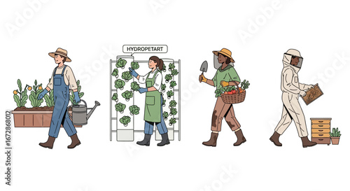 Urban Farming Farmers Growing Food.