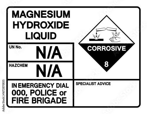 Magnesium Hydroxide Liquid Symbol Sign, Vector Illustration, Isolate On White Background, Label. EPS10