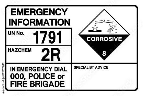 Emergency Information UN 1791 Symbol Sign, Vector Illustration, Isolate On White Background, Label. EPS10