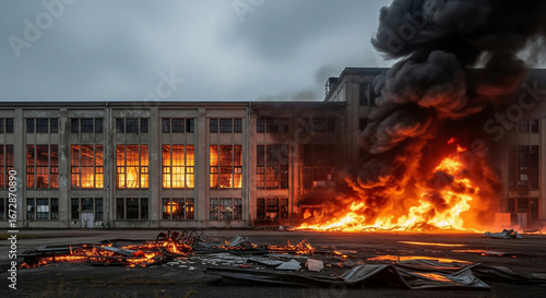 fire burning in the fireplace, Building on Fire