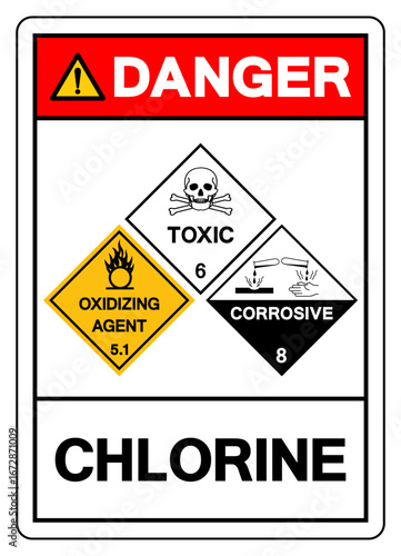 Danger Chlorine Symbol Sign, Vector Illustration, Isolate On White Background, Label.EPS10