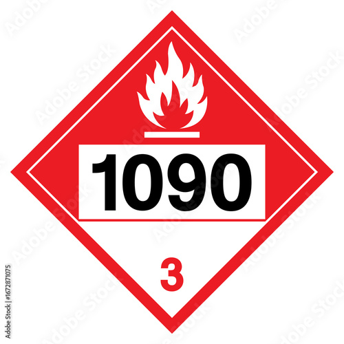 Acetone NOS UN1090 Symbol Sign, Vector Illustration, Isolate On White Background, Label.EPS10