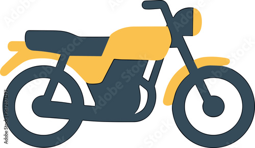 Flat Design Two Tone Motorcycle Vehicle Side View Illustration Graphic
