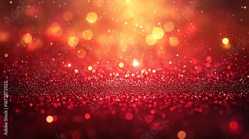 Red and gold glittering background with bokeh