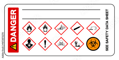 Danger GHS Hazard and Biohazard Symbol Sign, Vector Illustration, Isolate On White Background, Label. EPS10