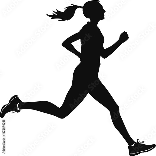 silhouette of a woman running