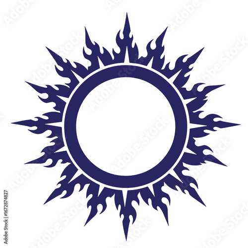 Decorative blue sun design isolated on a white background suitable for various graphic projects