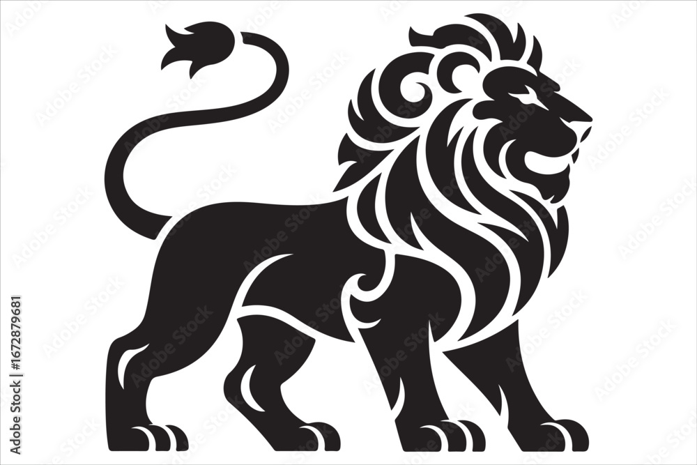 Obraz premium Roaring Lion Silhouettes – Tribal and Modern Vector Design Set