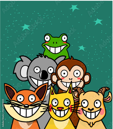 Illustration of some funny animals