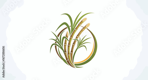 Illustration, Subject: Sugarcane, Location: Digital Design, Content Type: Vector Graphic, Environment: Minimalist, Viewpoint: Abstract, Concept: Nature