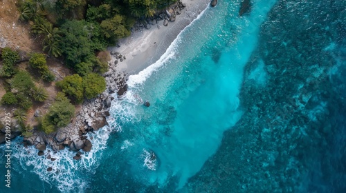 Coast line with beautiful blue ocean. Travel.