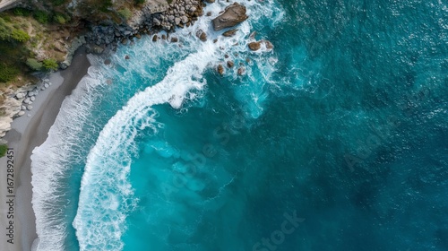 Coast line with beautiful blue ocean. Travel.
