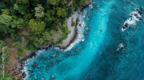 Coast line with beautiful blue ocean. Travel.