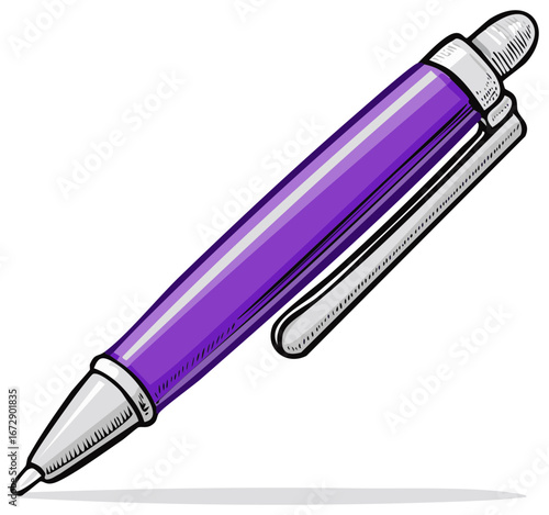 Vibrant purple ballpoint pen illustration a single writing tool for office or school supplies