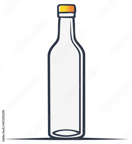 Empty Clear Bottle with Yellow and Orange Cap Vector Illustration Design