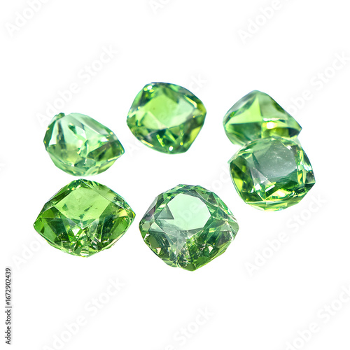 Exquisite Green Gemstones: A Captivating Display of Sparkling Beauty on Black Backdrop