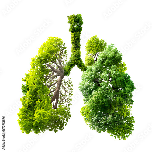 Symbolic green lungs conceptualizing respiratory health, nature, and well-being