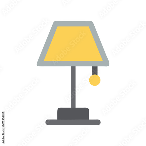 Stylized Table Lamp with Yellow Shade and Grey Base