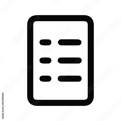 Simple Black Document List Icon for Business Reports and Checklist Apps