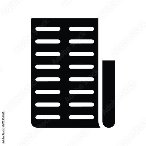 Black Outline Icon of Rolled Newspaper or News Feed on White Background