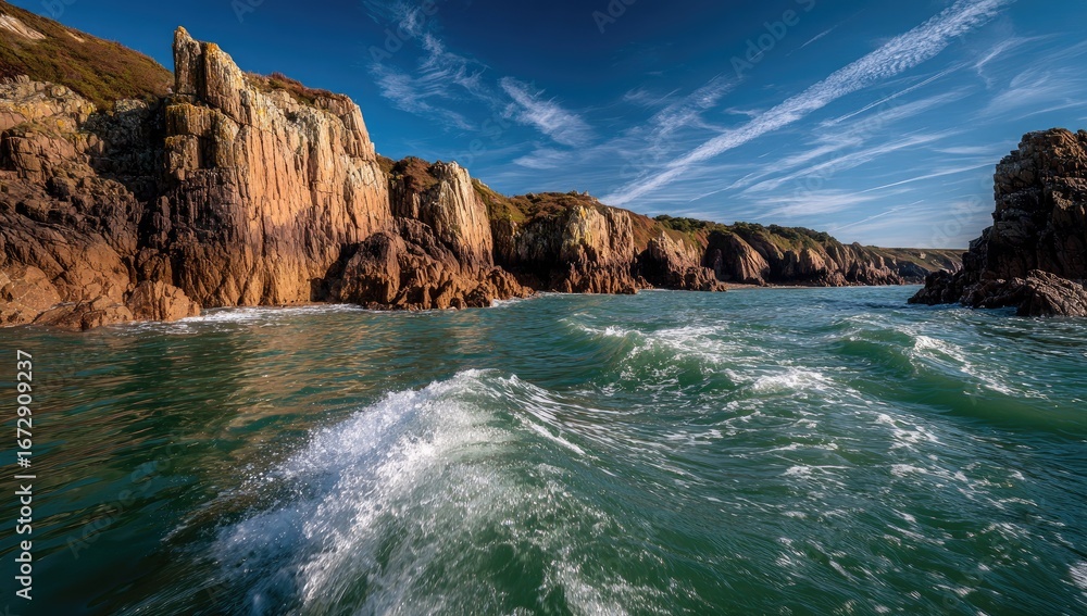 Obraz premium Rocky Coastline View From the Water