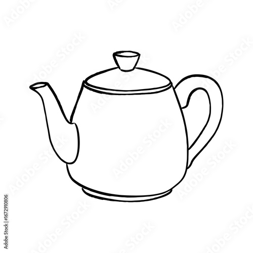 teapot isolated on white background, sketch of teapot