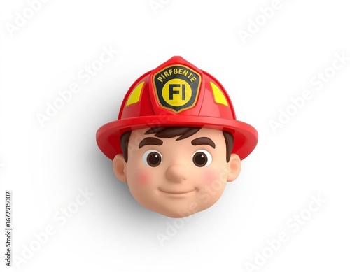firefighter 3d rendering isolated on white background cartoon plastic style icon