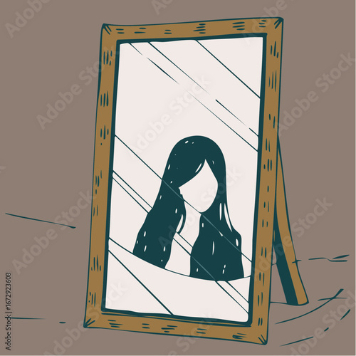 mirror of self-acceptance reflective silhouette in warm gradient