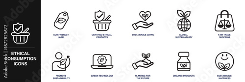 Ethical Consumption Line Icon Set